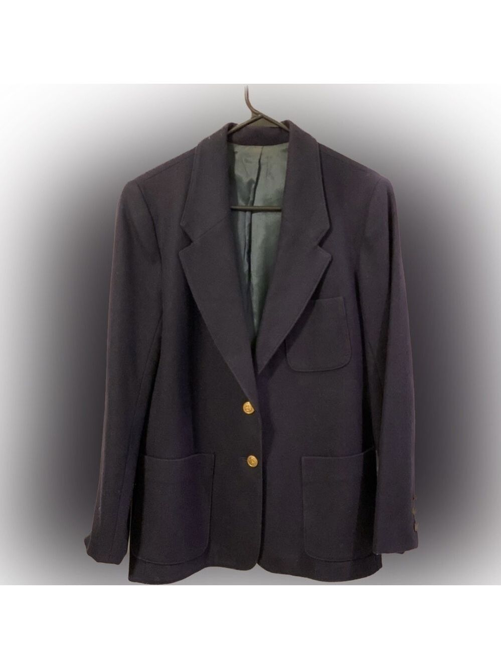 MS Sport Navy Blue 100% Wool fully lined Blazer 2 Button closure Size 10 EUC